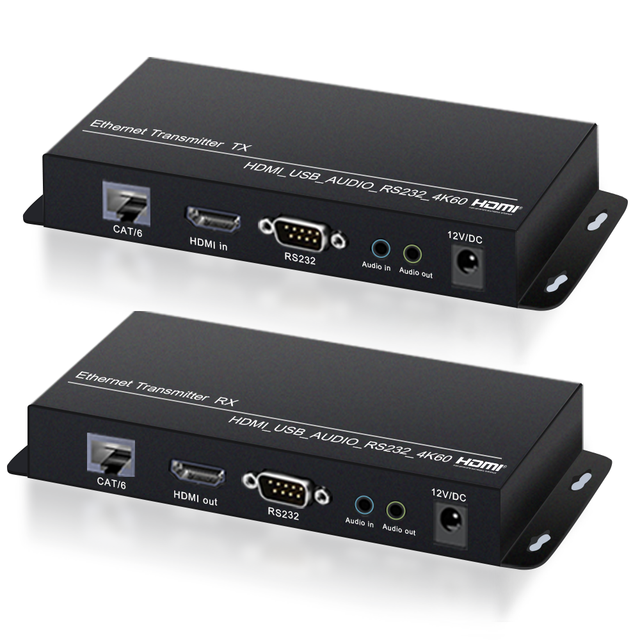 High Quality 4K60Hz HDMI KVM Extender Over Cat6 Cable 120M 4K YUV444 HDMI USB2.0 KVM Extender