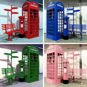 Cabina Telefonica Londinese di Alta Qualità per Matrimoni, Cabina Telefonica in Metallo Stile Britannico per Libro degli Ospiti, Supporto per Telefono per Scenografie Matrimoniali all'Aperto - Product Image 1
