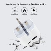 Adaptateur de charge rapide HYTO à double port USB C 20W, prise 3 broches UK, pliable, voyage, charge rapide PD pour iPhone 15 16