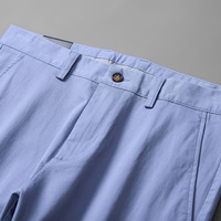 Pantalon décontracté en coton pour homme, bleu ciel, coupe droite, long, haut de gamme, chic et polyvalent, style européen transfrontalier