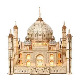 3D puzzles wooden simulation castle model light Diy Kids toys Gift sets Educational toys