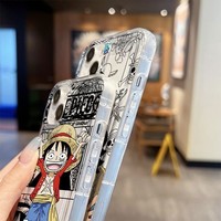 Coque de téléphone portable transparente en TPU souple avec impression claire de l'anime Monkey D. Luffy pour iPhone 11 12 13 15 16 17Air