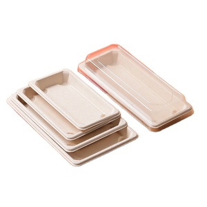 Bandeja desechable ecológica de caña de azúcar, recipiente de papel biodegradable para sushi, tapa para mascotas, muestras gratis - Product Image 1