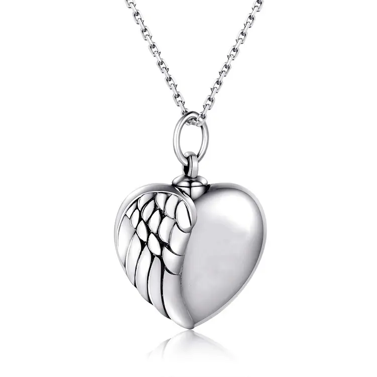 Angel Wing Cremation Jewellery 925 Sterling Silver Urn Pendant Necklace