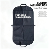 Housse de costume pliable écologique et imperméable, sac de voyage noir en non-tissé avec fermeture éclair, sac de rangement pour vêtements personnalisé