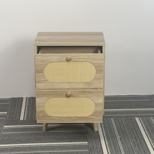 Table de chevet en rotin couleur chêne à <span class=keywords><strong>2</strong></span> tiroirs, table de chambre en bois, table d'appoint pour appartement, salon, décoration moderne pour la maison - Product Image 6