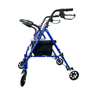 Aide à la marche en aluminium avec siège Dispositif d'aide à la marche à 4 roues Marcheur et déambulateur pour personnes âgées handicapées