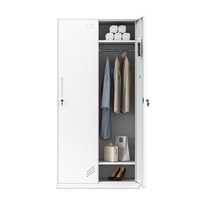 Armoire de rangement moderne en acier à bord étroit, 2 portes, démontable, facile à assembler, pour chambre/salon/salle de sport, vêtements et fournitures quotidiennes