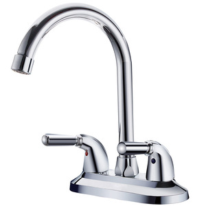 Rubinetto per <span class=keywords><strong>Lavabo</strong></span> <span class=keywords><strong>Bagno</strong></span> in Acciaio Inox con Doppia Maniglia, <span class=keywords><strong>2</strong></span> Fori, 4 Pollici, Acqua Calda e Fredda - Product Image 1