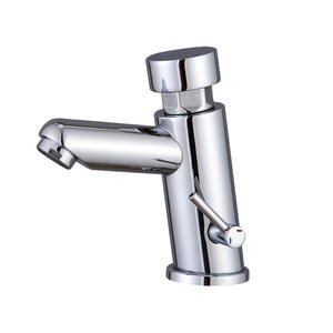 Mitigeur de lavabo contemporain chromé laiton à fermeture automatique Robinet d'action retardateur de lavabo - Product Image 1