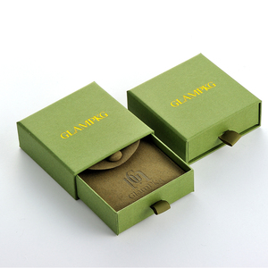 Custom Logo Green Sliding Drawer Jewelry Packaging <b>Box</b> with Pouch <b>Gift</b> <b>Box</b> for <b>Earrings</b> Bracelet Necklace Ring - Product Image 1