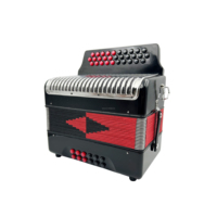 Accordéon Diatonique en Bois SEASOUND OEM Professionnel 12 Basses 31 Boutons JB3112C avec Corps Noir et Boutons Rouges Portable