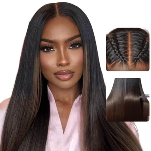 <span class=keywords><strong>Parrucca</strong></span> Lace Front <span class=keywords><strong>Castano</strong></span> Yaki 16 Pollici 150% Densità Pre-Piumata con Nodi Decolorati Senza Colla in Capelli Umani - Product Image 1
