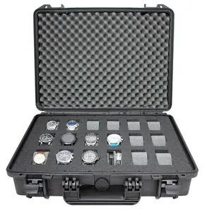 Plastic pelican waterproof equipment watch case Hard With Foam abs tool watch Flight Carrying case watch box