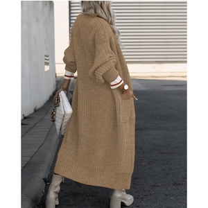 Cardigan long à poches pour femmes, taille plus, pull en tricot ample, tendance - Product Image 6