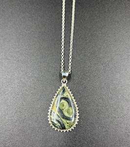 Collar de jaspe Kambaba hecho a mano, Plata de Ley 925 con cadena ajustable, rodio y chapado en oro, estilo Vintage, joyería nupcial - Product Image 3