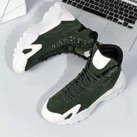 Özelleştirilebilir erkek yüksek üst peluş deri Sneakers kış spor yürüyüş botları yüksekliği artan EVA erkek moda rahat kış