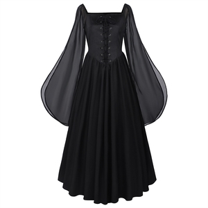 Robe Renaissance grande taille pour femmes, style <span class=keywords><strong>pirate</strong></span>, paysan, col carré, décolleté bas - Product Image 3