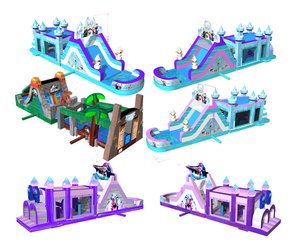Parcours d'obstacles gonflable en PVC, aire de jeux multifonctionnelle commerciale, ensemble d'obstacles rouge, blanc et bleu, location de fête, amusement en plein air - Product Image 5