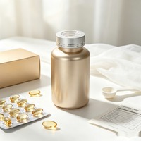 Flacon de complément alimentaire en PET or nacré de 150 cc avec bouchon à vis, flacon cylindrique vide pour capsules, comprimés, emballage de produits de santé et de nutraceutiques