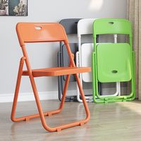 Chaise pliable empilable avec dossier, design simple, en plastique, pour usage domestique, convient aux adultes, extérieur, bureau, dortoir, étudiants
