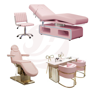 Lujo Rosa salón de belleza reclinable cama de pestañas mesa de masaje salón de uñas spa silla facial para cosméticos conjunto de muebles - Product Image 5