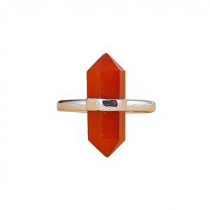 Natural Red Carnelian <b>Crystal</b> Point <b>Ring</b> 925 Sterling Silver Handmade Gemstone Statement Jewelry Wholesale - Product Image 1