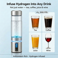 Générateur d'eau hydrogénée portable 3000ppb, électrolyse rapide, technologie SPE PEM, antioxydant, bouteille d'eau riche en hydrogène rechargeable