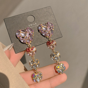 Boucles d'oreilles longues en forme <span class=keywords><strong>de</strong></span> pompon, style luxe <span class=keywords><strong>l</strong></span>éger, couleur violet diamant, tendance, personnalité, <span class=keywords><strong>éloge</strong></span>s - Product Image 6