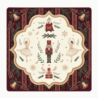 Tapis de jeu de Mahjong américain vintage, motif Casse-Noisette danseur de ballet de Noël, couleur Bourgogne