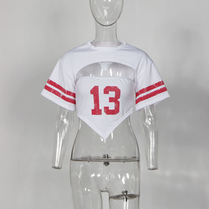 Top décontracté ample et sportif à imprimé, tube top, pull à manches courtes, <span class=keywords><strong>t</strong></span>-<span class=keywords><strong>shirt</strong></span> pour femmes - Product Image 6