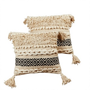 Hot Selling Luxury Boho Pillow Handwoven Decorative <b>Throw</b> Cushion Cover Unique Indian Textiles One-Of-A-Kind Woven Design 100% - Product Image 1