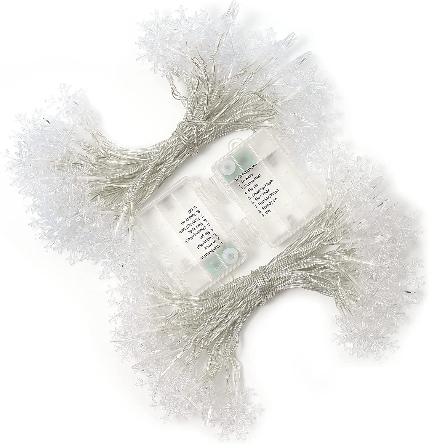 Haoerxing Snowflakes String Lights - Battery Powered Fairy Lights for Christmas Tree Room Decoration