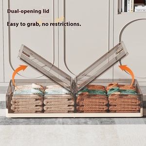Haogle Chất lượng cao bền phòng ngủ Stackable dưới giường lưu trữ gấp nhựa hộp lưu trữ với nắp và bánh xe - Product Image 5