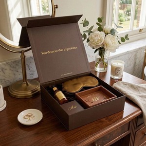 Caja de Papel Rígido Premium con Forma Personalizada, Caja Elegante para Cuidado de la Piel con Forro de Satén, Caja de Regalo Magnética Plegable para Cosméticos - Product Image 1
