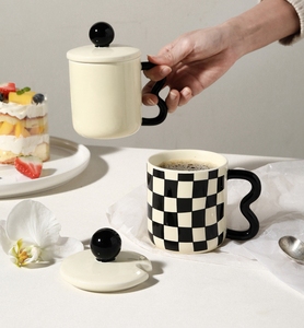 High Quality Wholesale Mug Gift Ceramic Set Basic Style Striped Black White Unique Ceramic Coffee Mugs - Product Image 4