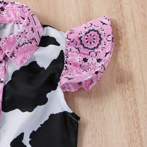 Pakaian setelan anak perempuan, baju kulit sapi kancing atas + celana Denim 2024 - Product Image 6