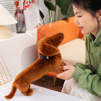 Jouet en peluche adorable de 37 cm, simulation de chien teckel debout, animal en peluche