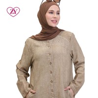 Atasan tunik Muslim elegan terlaris untuk wanita gaun Abaya Islam dengan Hijab pakaian dapat disesuaikan gaun pensil mode sederhana