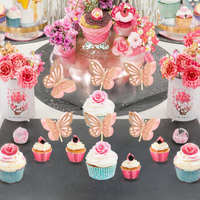 Ensemble de décorations pour cupcakes en forme de papillon découpées au laser avec paillettes or rose, rose bonbon, pour fête de naissance ou anniversaire