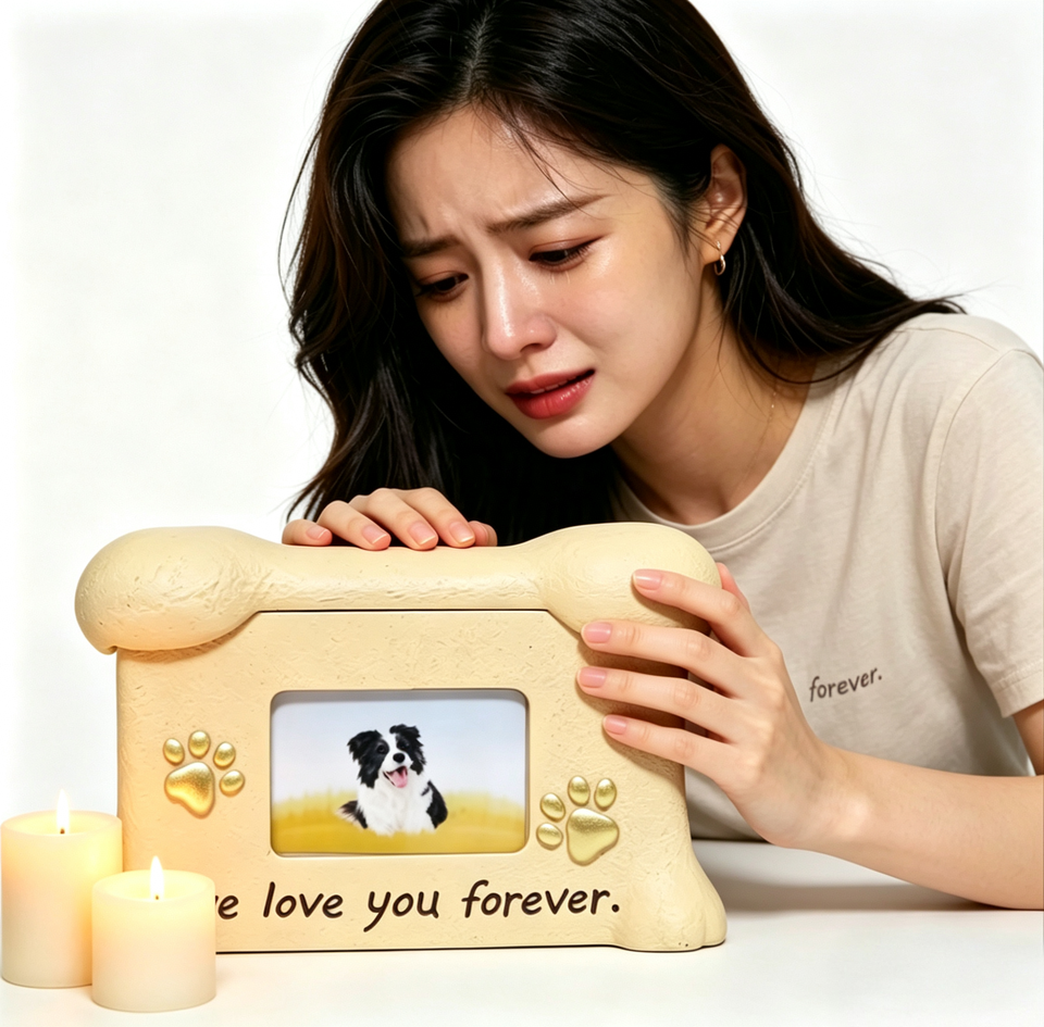 Modern Resin Pet Urn for Puppy Cat Dog Kitten Memorial Cremation Coffin with Bone Fish Shape - Love