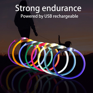 야간 안전 조정 가능한 <span class=keywords><strong>Led</strong></span> 빛 애완 동물 고양이 개 목걸이 USB 충전 - Product Image 3