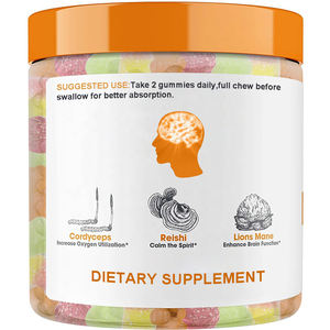 סופר פטריות אריות רעמת Cordyceps ריישי מאקה Ashwagandha Gummies Nootropic מוח זיכרון כבד תמיכה - Product Image 5