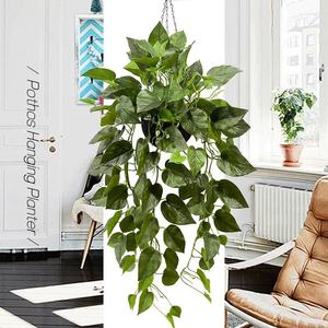 Jardinière suspendue artificielle Pothos-<span class=keywords><strong>Vigne</strong></span> au toucher réel avec feuilles tachetées, <span class=keywords><strong>vrilles</strong></span> simulées pour <span class=keywords><strong>la</strong></span> décoration suspendue du salon - Product Image 3