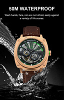 Nouvelle montre mécanique pour homme de luxe 5 ATM automatique en acier inoxydable avec bracelet en cuir véritable, logo OEM personnalisé, tourbillon et chronographe