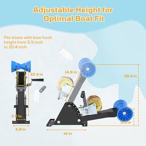 Support de treuil réglable pour <span class=keywords><strong>remorque</strong></span> de bateau avec rouleau réglable en hauteur de 5,5 po à 20,4 po, compatible avec une barre de remorquage de 2,3 po à 3,7 po - Product Image 3