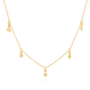 Женское колье Carline, роскошное колье из 925 стерлингового серебра, 18 карат, позолоченное модное сердце со звездами, с цирконическими цепочками - Product Image 3
