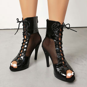 Bottes de danse jazz pour femmes, grande taille, respirantes, talons hauts, chaussures pour femmes, sandales à bout ouvert, danse moderne, grande taille - Product Image 1