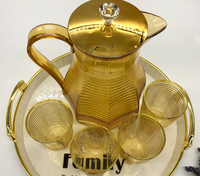 Ensemble de 6 pièces de bouilloire rétro de luxe légère eau froide une cruche avec 4 tasses et plateau ensembles de pichets à thé en plastique pour la fête à la maison