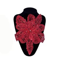 Applique de fleur perlée 3D fait à la main en dentelle à paillettes brodée de strass à coudre pour vêtements DIY robe robe tissu à coudre